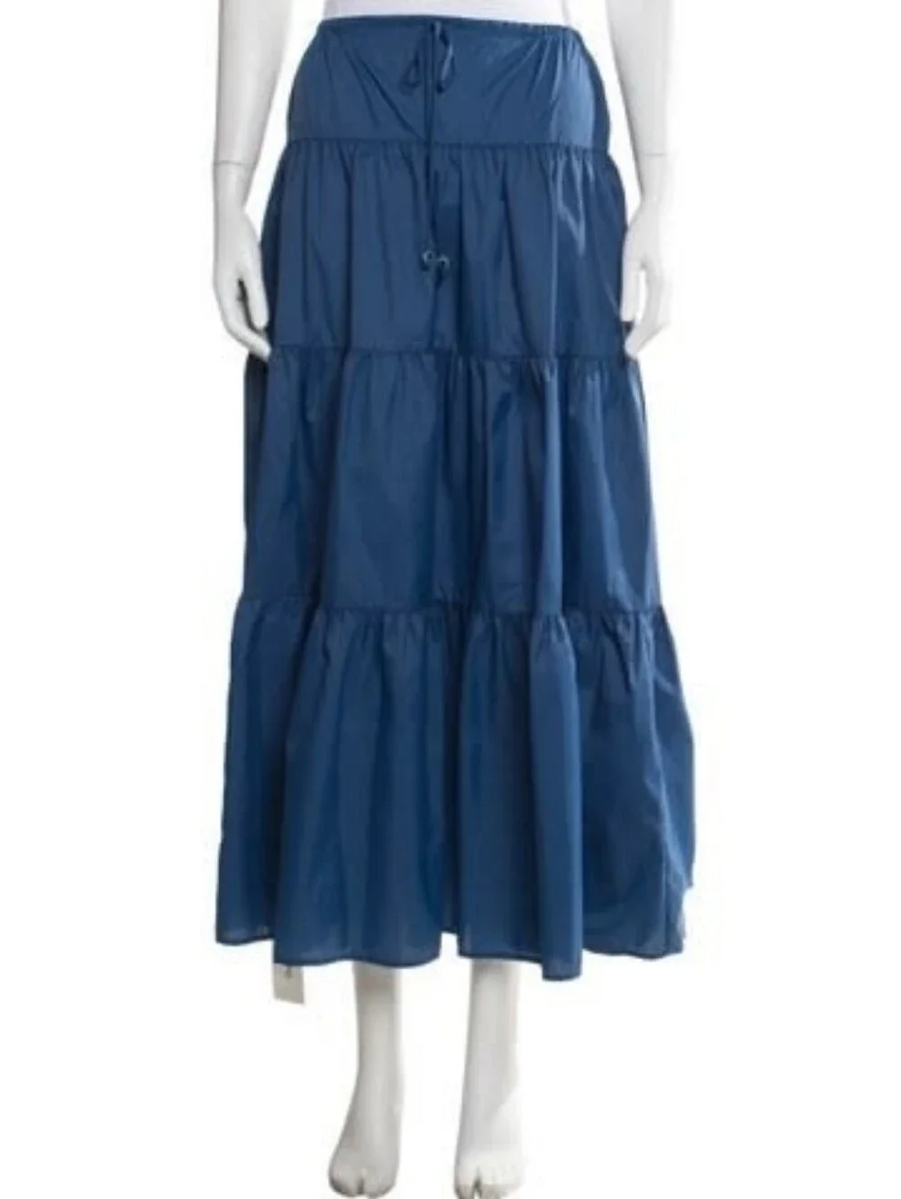 STAUD Lucca Tiered Maxi Skirt in Cobalt Blue M, Women's Casual Summer Size XS